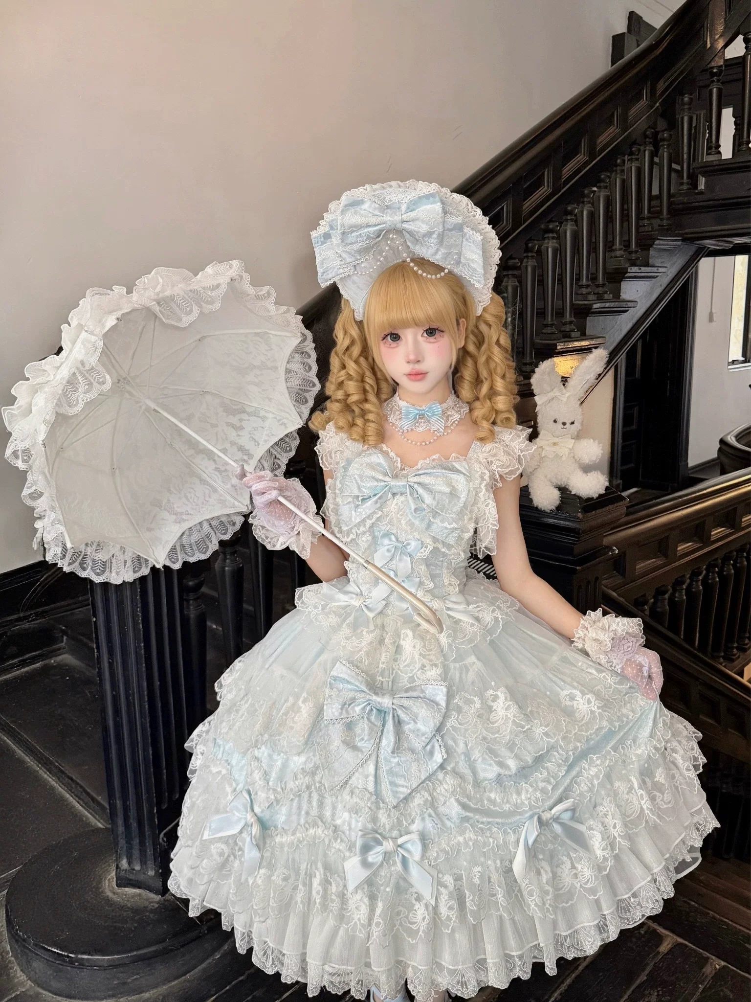 Sakura Blossom Dream - Dreamy Sweet Lolita JSK Dress, Abundant Lace & Bows - Image 12