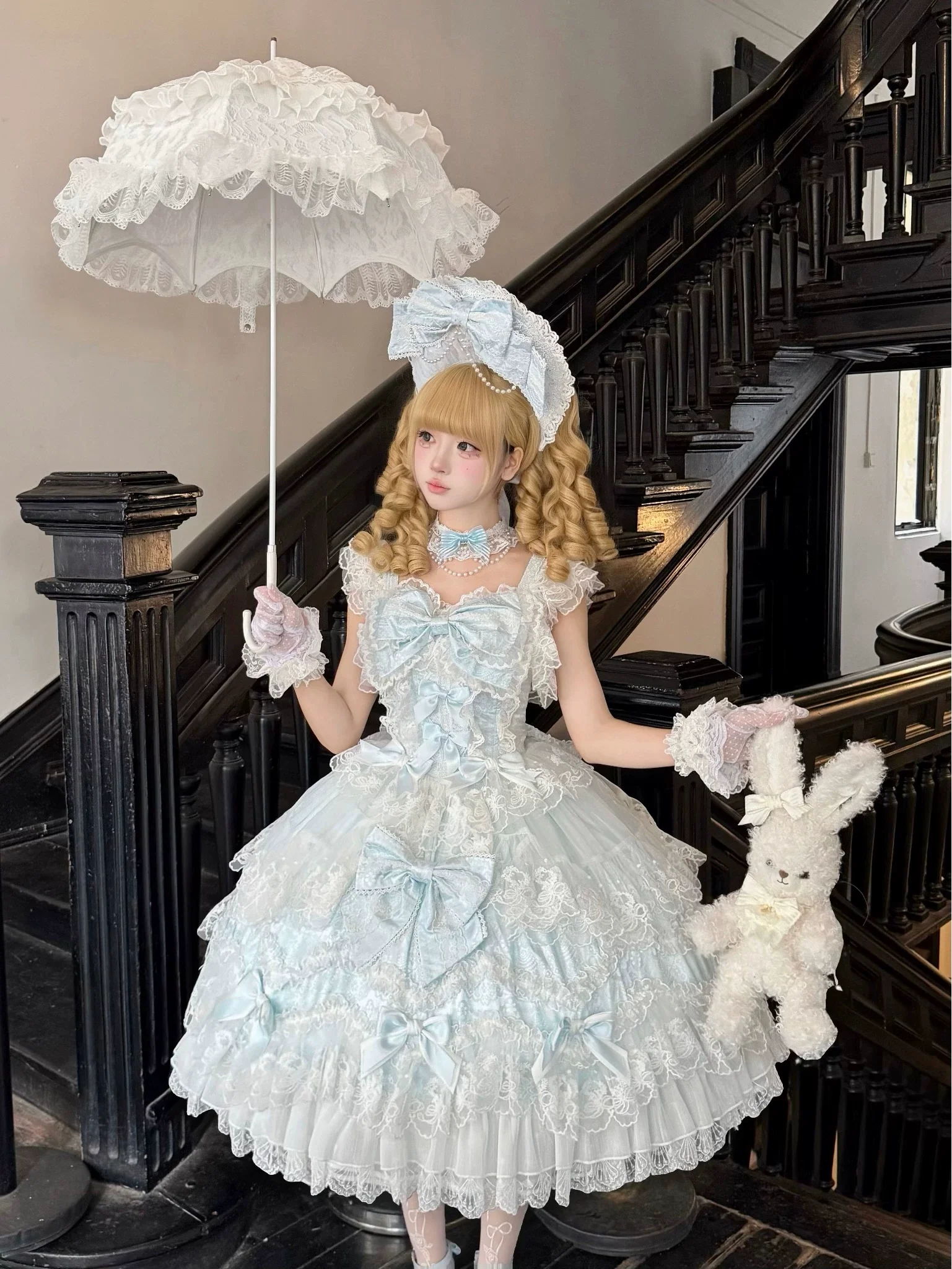 Sakura Blossom Dream - Dreamy Sweet Lolita JSK Dress, Abundant Lace & Bows - Image 8