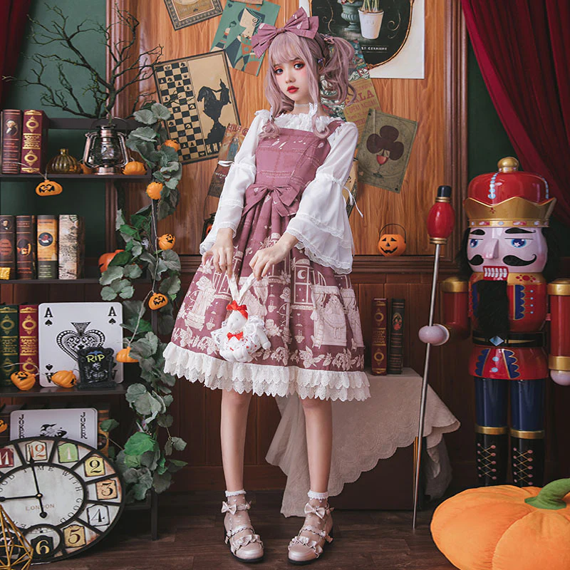 Kawaii Lolita Blouse Long Sleeve Halter Neckline Chiffon Blouse - Image 9