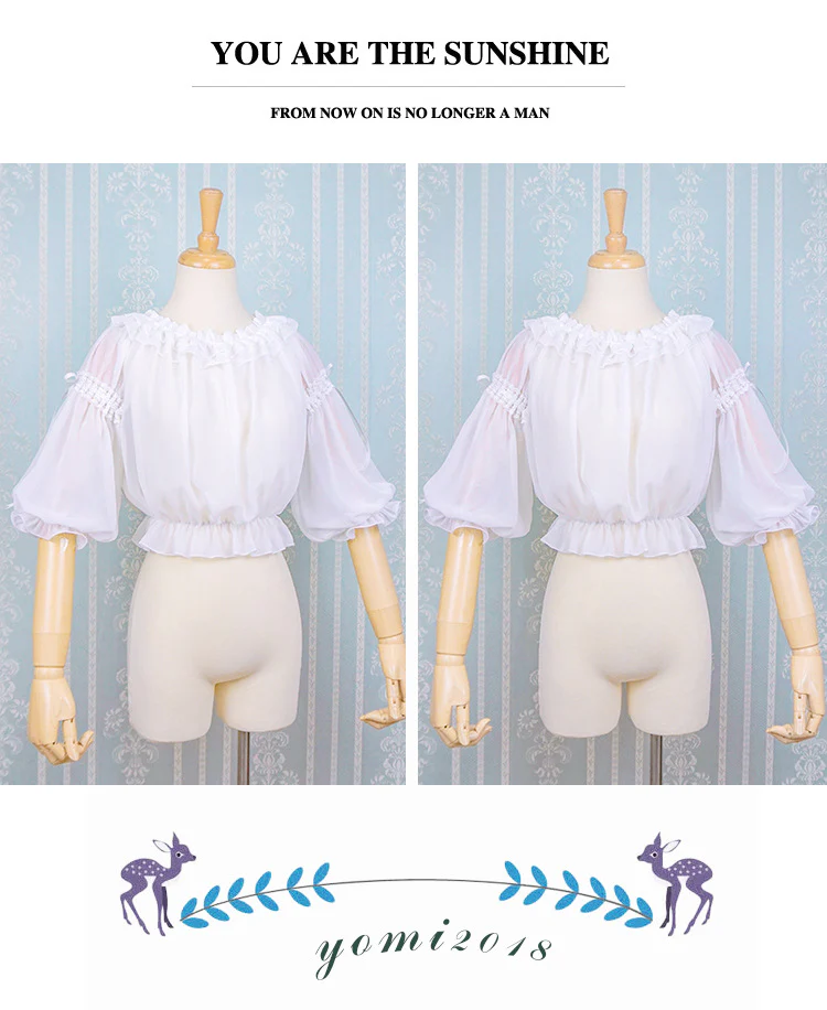 Middle Sleeve Chiffon Lolita Blouse - Image 4