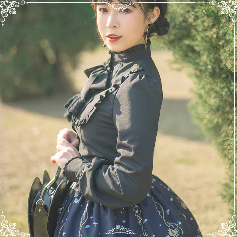 Elegant Autumn Winter Lolita Velvet Blouse - Image 11