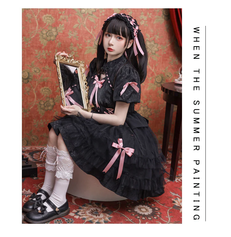 Kawaii Lolita OP Dress Summer Dress Short Sleeve - Image 4