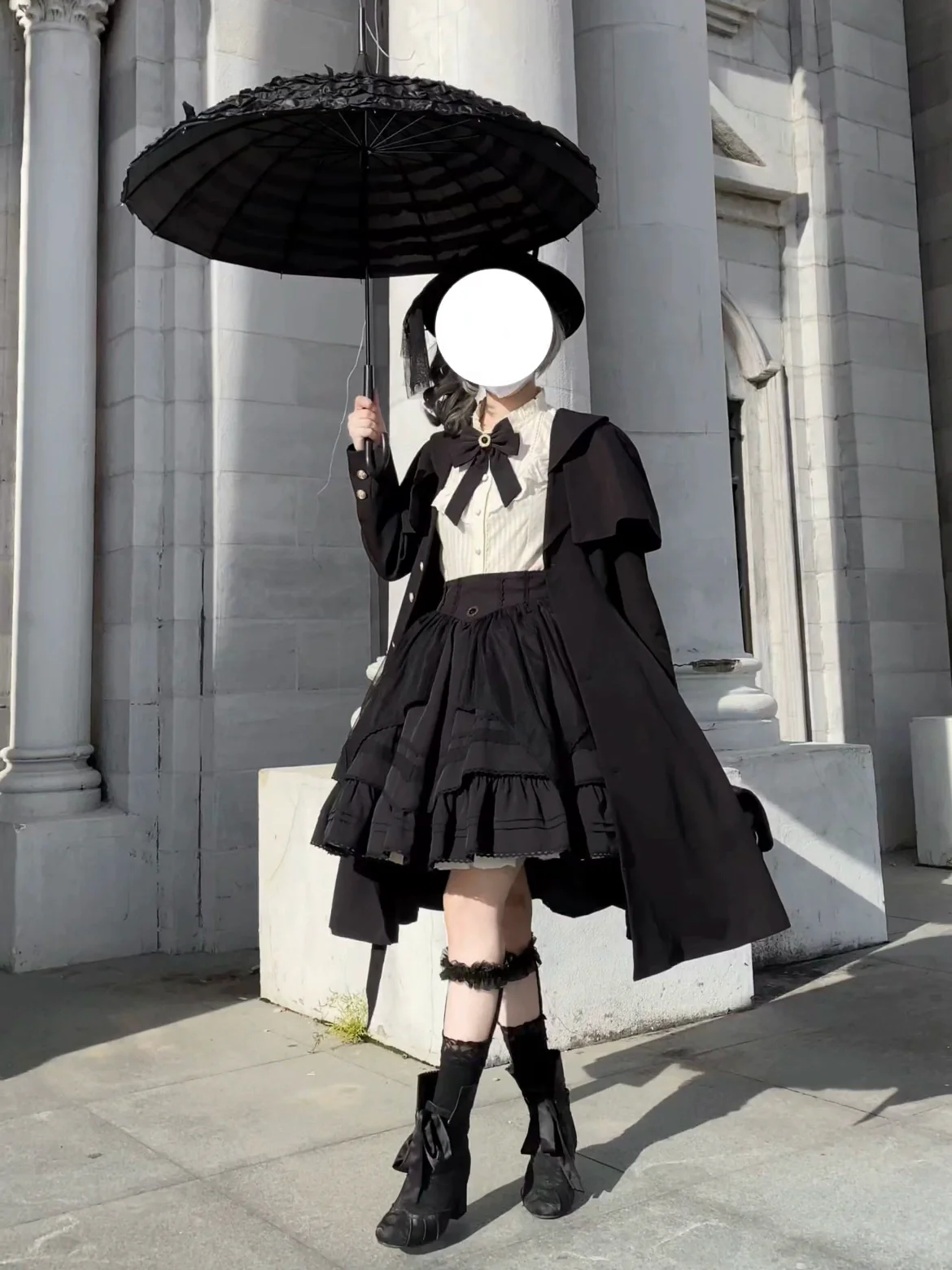 Rich Heiress - Elegant Black Lolita Coat with Detachable Cape