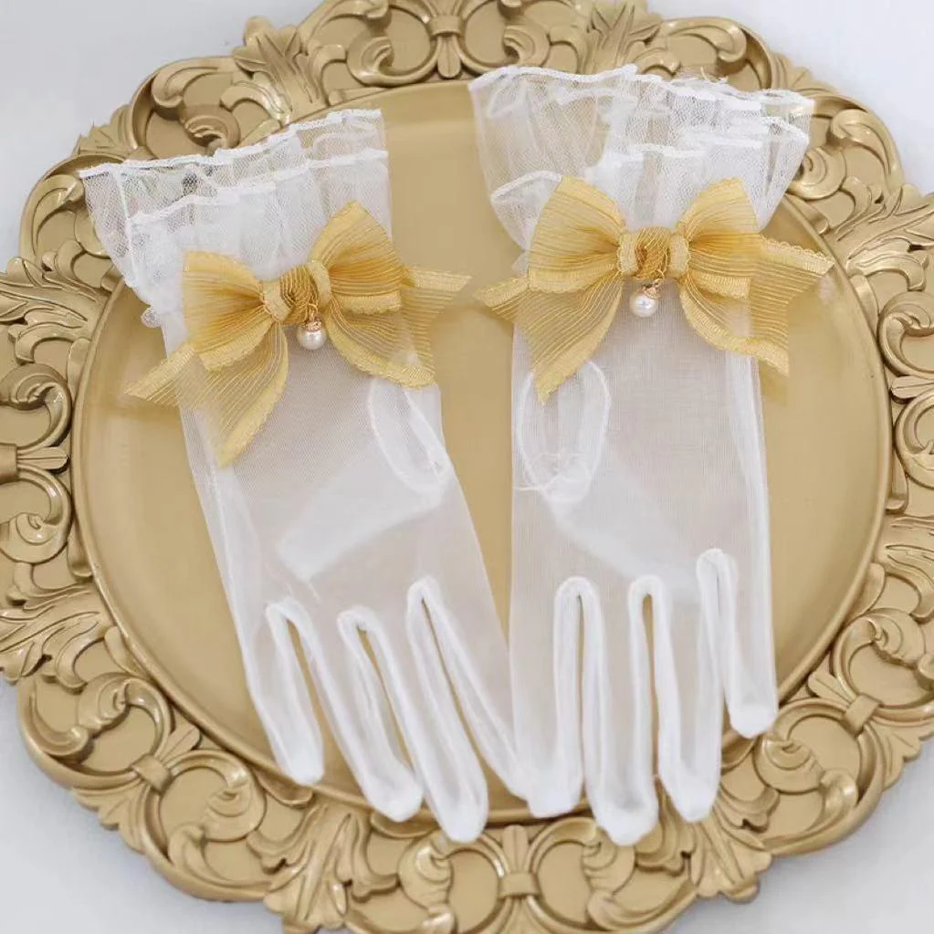 Xiaogui - Elegant Lolita Bow Gloves Retro Lolita Lace Glove - Image 10