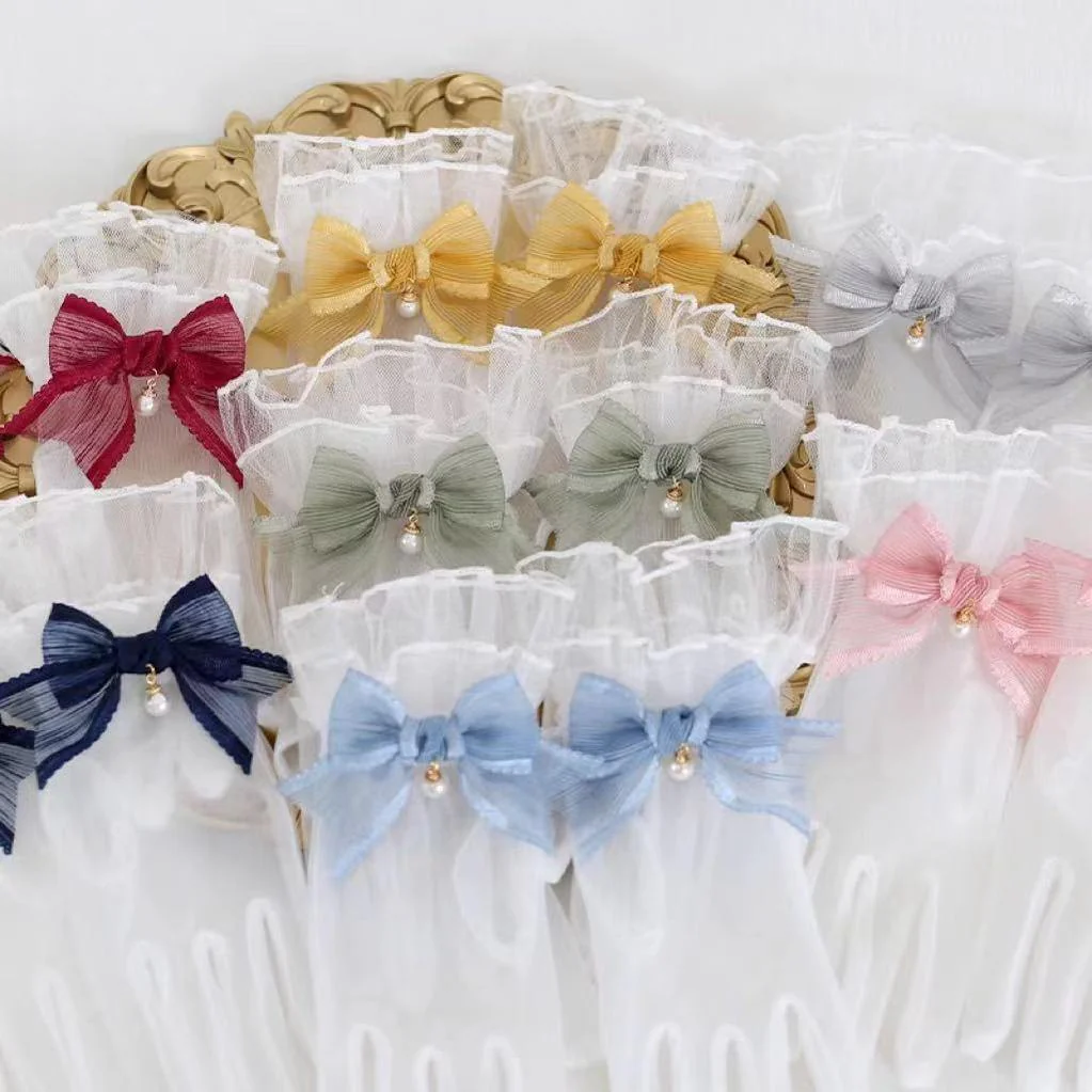Xiaogui - Elegant Lolita Bow Gloves Retro Lolita Lace Glove - Image 11