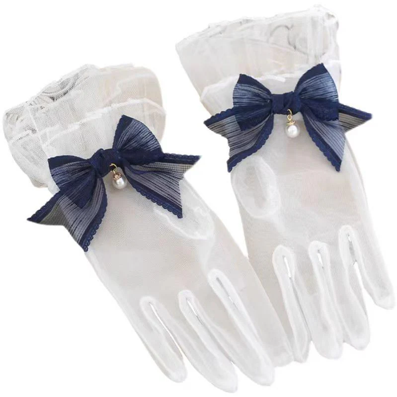 Xiaogui - Elegant Lolita Bow Gloves Retro Lolita Lace Glove - Image 4