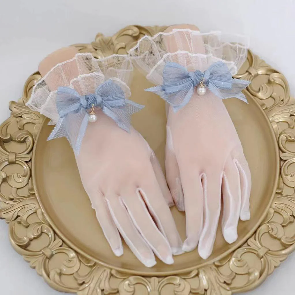 Xiaogui - Elegant Lolita Bow Gloves Retro Lolita Lace Glove - Image 6