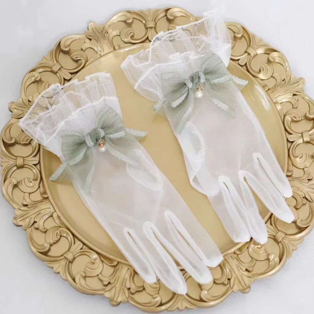 Xiaogui - Elegant Lolita Bow Gloves Retro Lolita Lace Glove - Image 8
