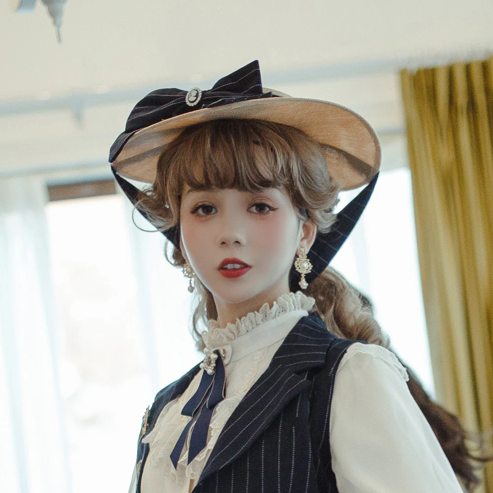 Miss point - Rose Silhouette - Elegant Handmade Lolita Flat Hat - Image 16