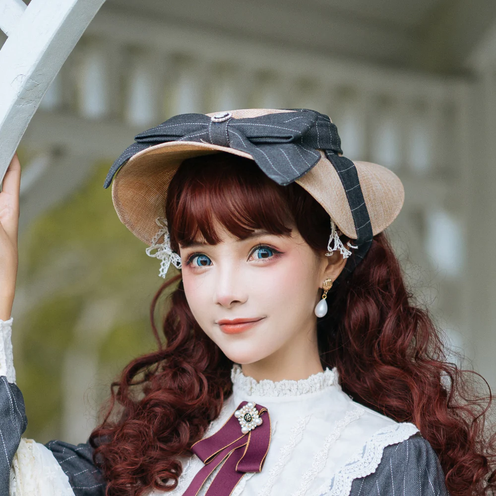 Miss point - Rose Silhouette - Elegant Handmade Lolita Flat Hat - Image 3