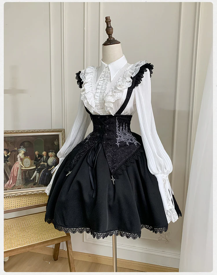 With PUJI - Charlotte - Elegant Lolita Blouse Summer Shirt with Lantern Sleeves - Image 10