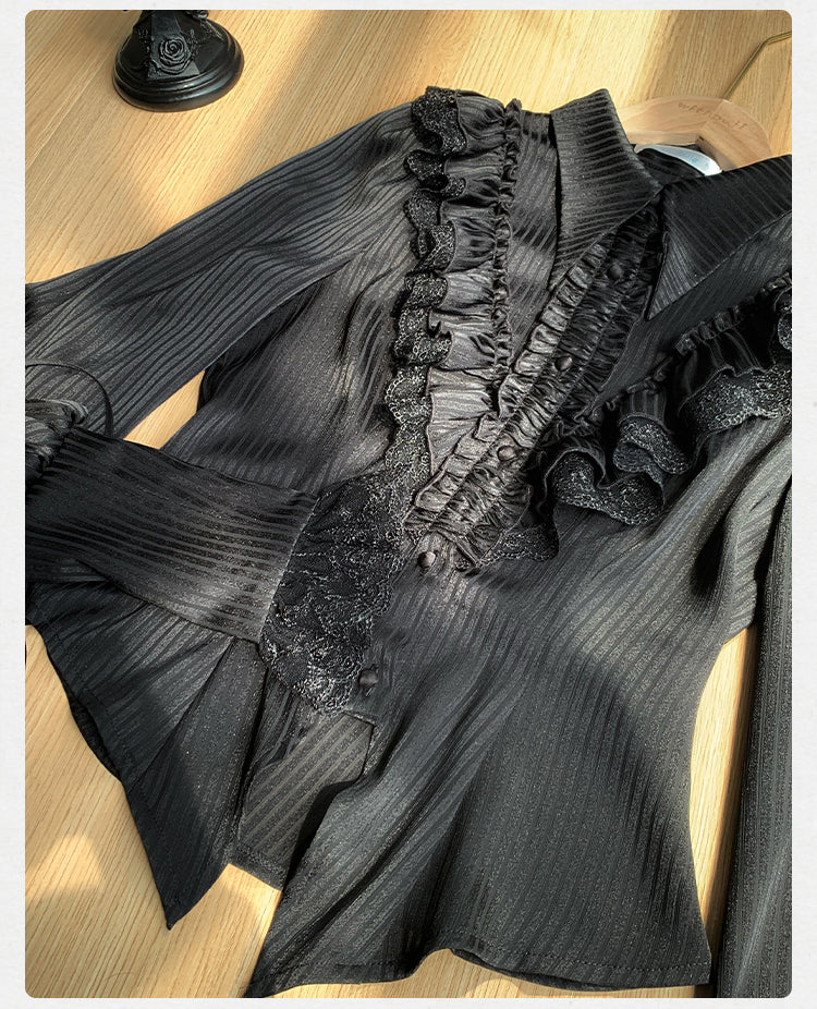 With PUJI - Charlotte - Elegant Lolita Blouse Summer Shirt with Lantern Sleeves - Image 15