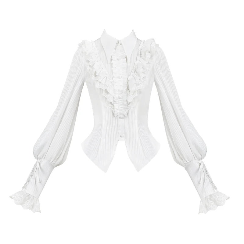 With PUJI - Charlotte - Elegant Lolita Blouse Summer Shirt with Lantern Sleeves - Image 17
