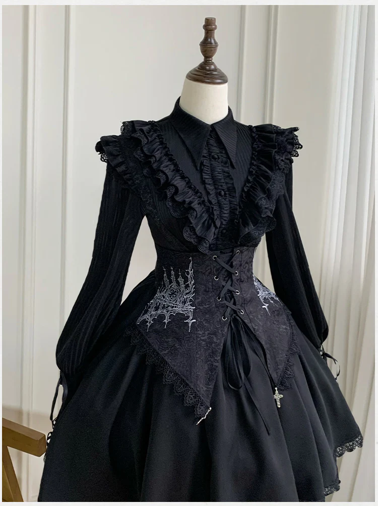 With PUJI - Charlotte - Elegant Lolita Blouse Summer Shirt with Lantern Sleeves - Image 8