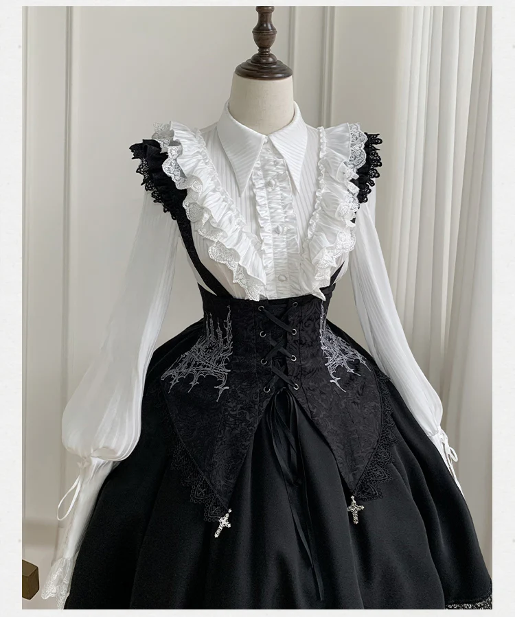 With PUJI - Charlotte - Elegant Lolita Blouse Summer Shirt with Lantern Sleeves - Image 9
