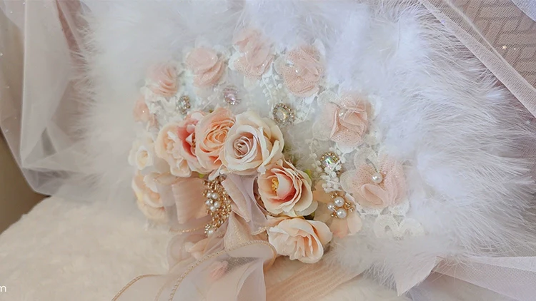 Elegant Lolita BNT Handmade Tea Party Necklace and Feather Fan - Image 8