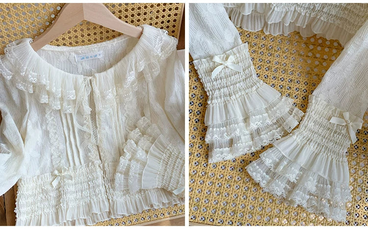 Morning Dew - Elegant Lolita Cardigan, Ruffle & Butterfly Pattern - Image 11