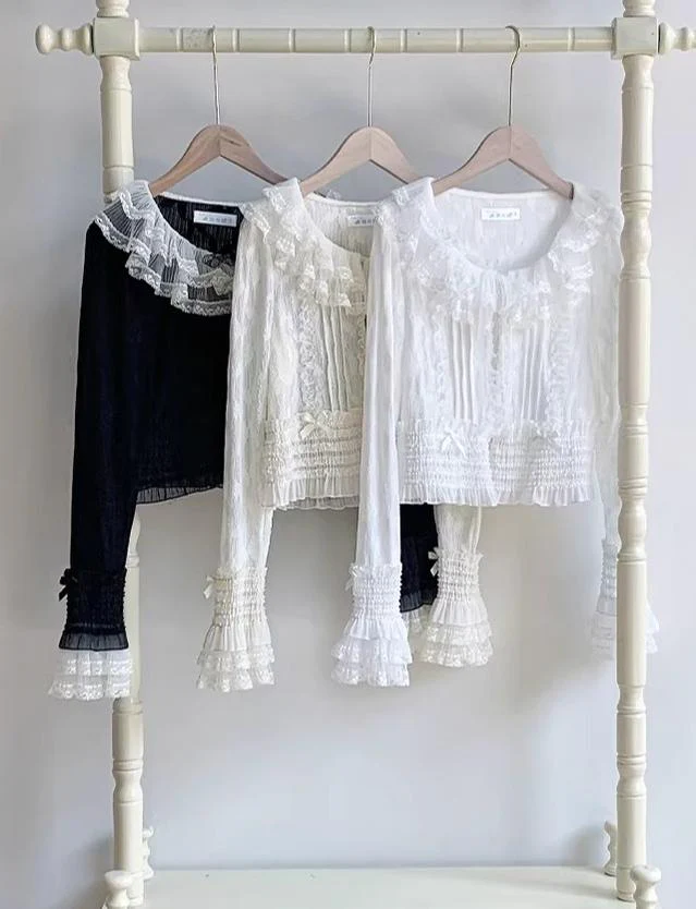 Morning Dew - Elegant Lolita Cardigan, Ruffle & Butterfly Pattern - Image 2