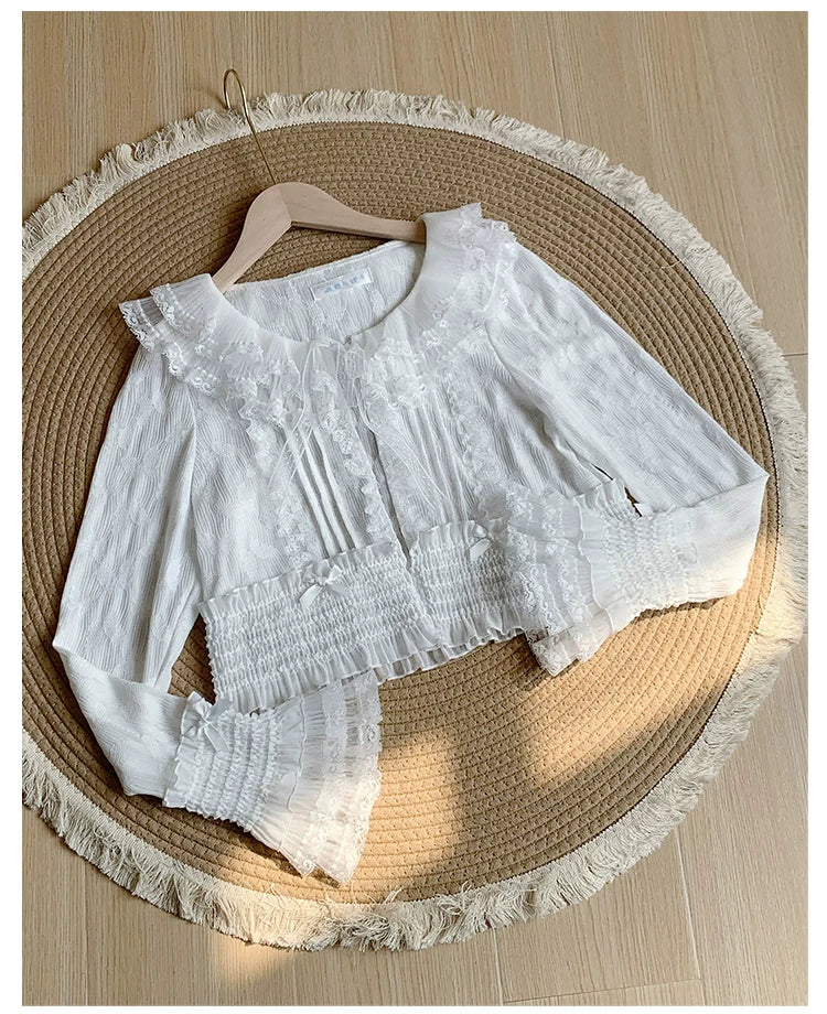 Morning Dew - Elegant Lolita Cardigan, Ruffle & Butterfly Pattern - Image 7