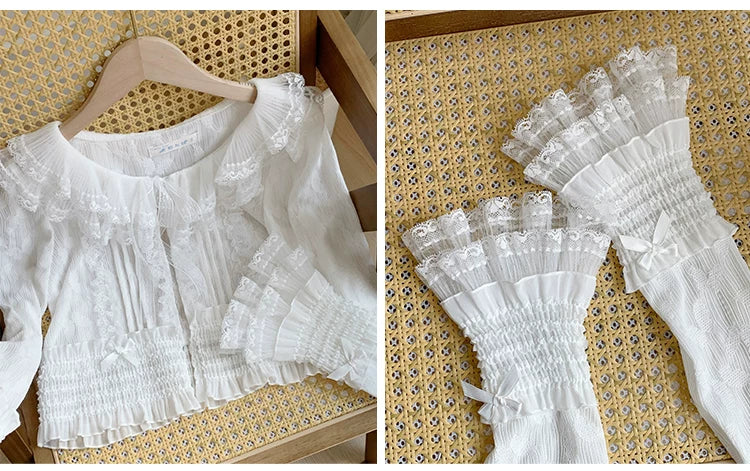 Morning Dew - Elegant Lolita Cardigan, Ruffle & Butterfly Pattern - Image 9