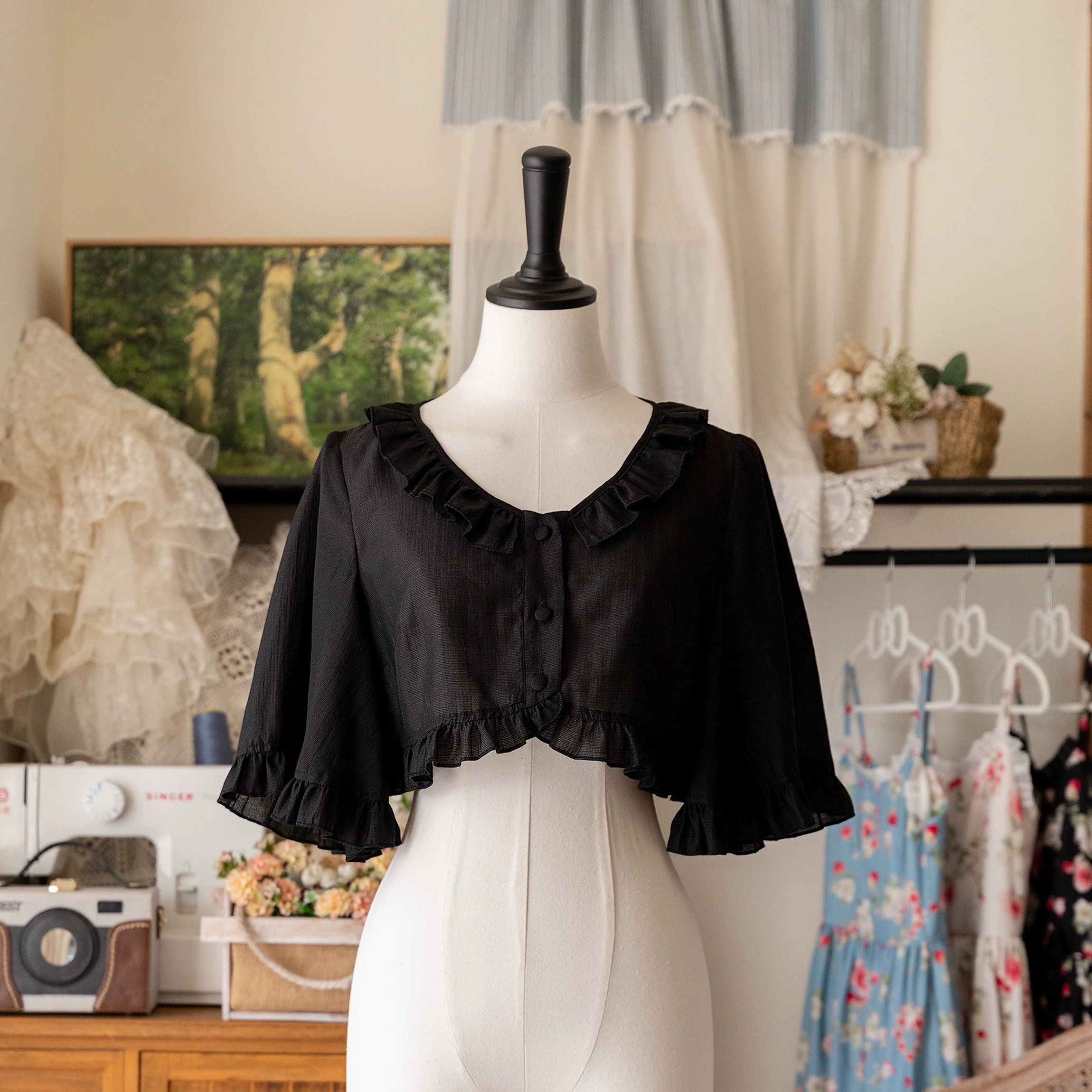 Summer Berry Picture Book - Elegant Lolita Thin Cardigan Ruffled Sleeve Innerwear Solid Color - Image 14