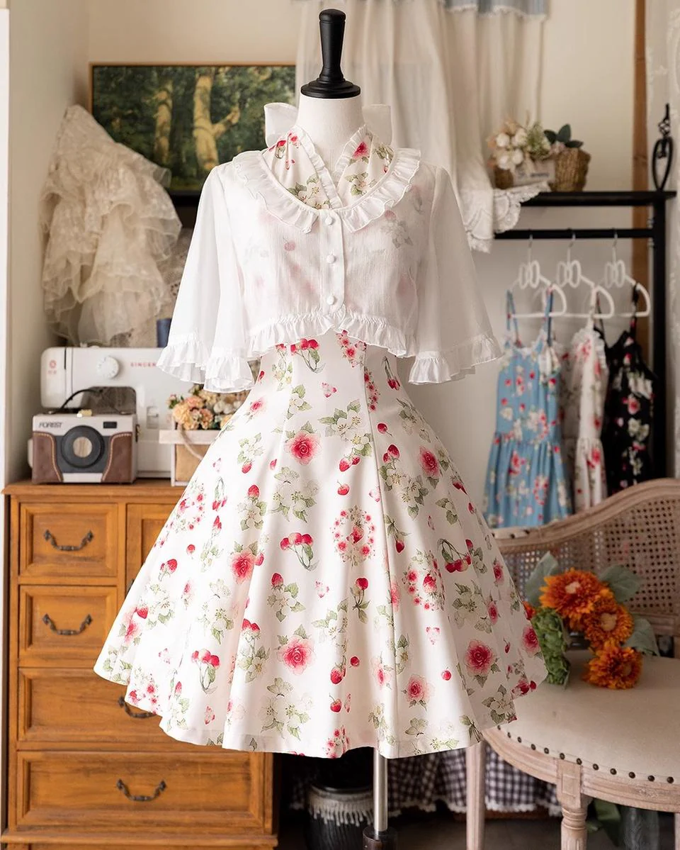 Summer Berry Picture Book - Elegant Lolita Thin Cardigan Ruffled Sleeve Innerwear Solid Color - Image 3