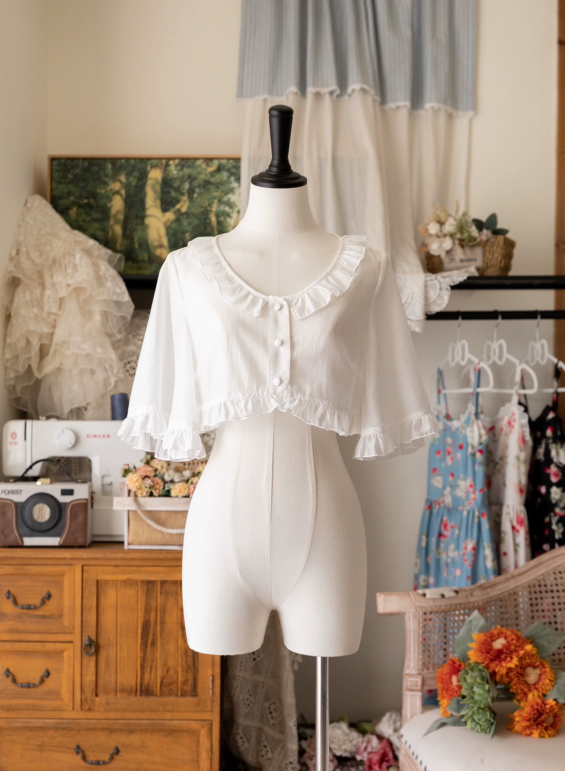 Summer Berry Picture Book - Elegant Lolita Thin Cardigan Ruffled Sleeve Innerwear Solid Color - Image 4
