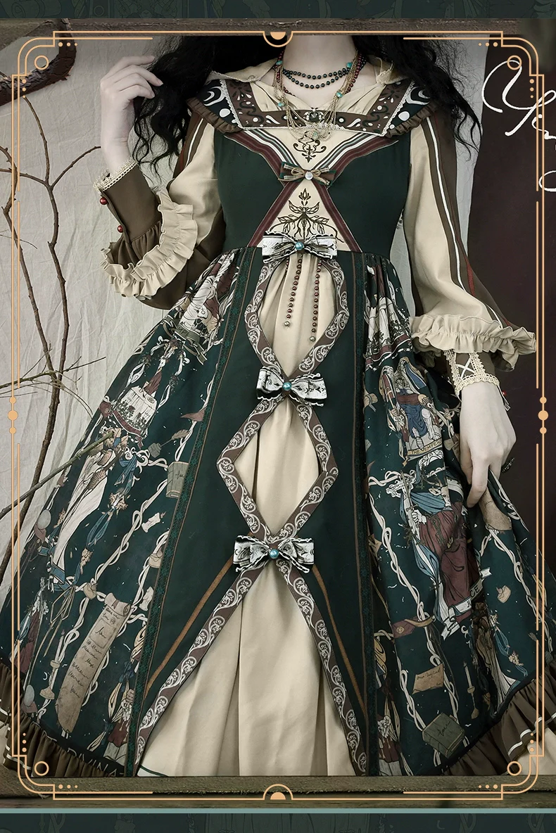 Tarot - Elegant Lolita Dress Classicl Court Style Lolita OP Salopette - Image 16