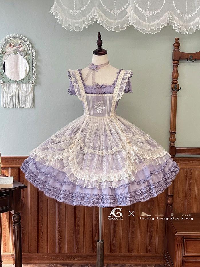 Alice Girl - Elegant Lolita Embroidered Apron with Adjustable Strap - Image 14