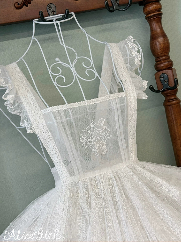 Alice Girl - Elegant Lolita Embroidered Apron with Adjustable Strap - Image 8