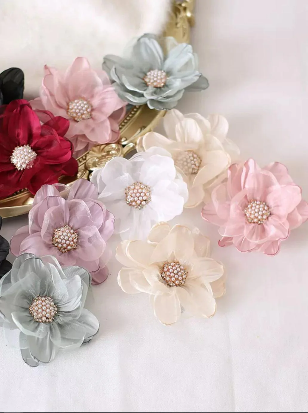 Xiaogui - Elegant Lolita Headdress Organza Flower Hairpin - Image 2
