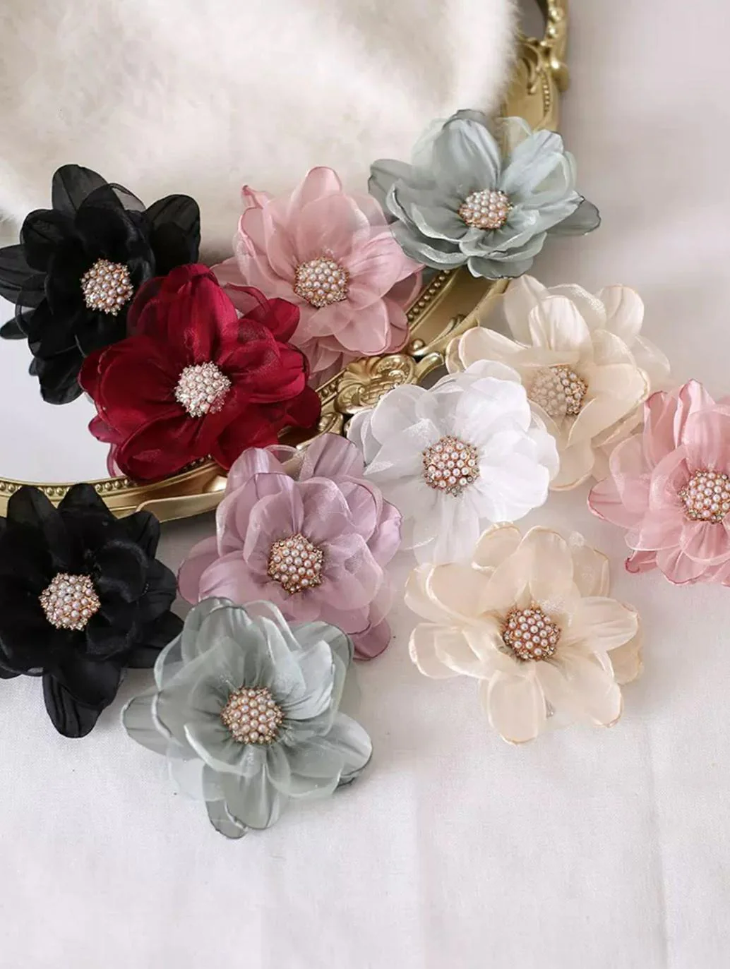 Xiaogui - Elegant Lolita Headdress Organza Flower Hairpin - Image 3