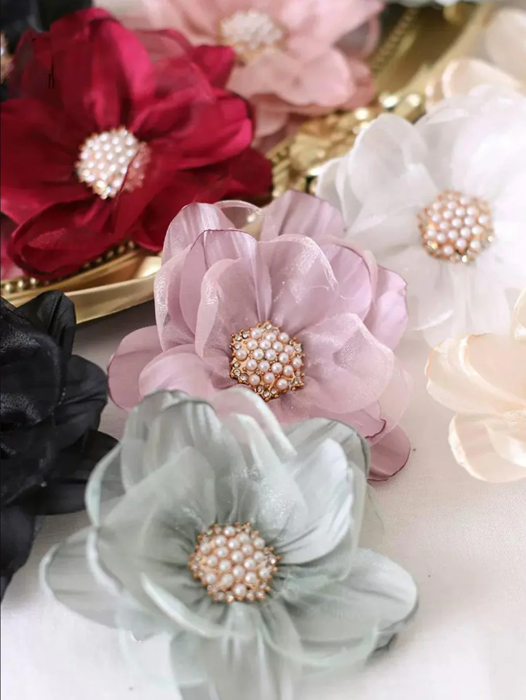 Xiaogui - Elegant Lolita Headdress Organza Flower Hairpin - Image 4