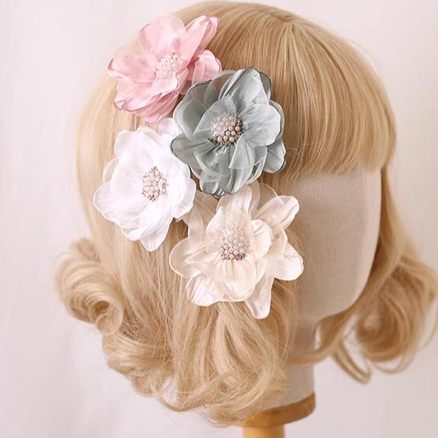 Xiaogui - Elegant Lolita Headdress Organza Flower Hairpin - Image 5