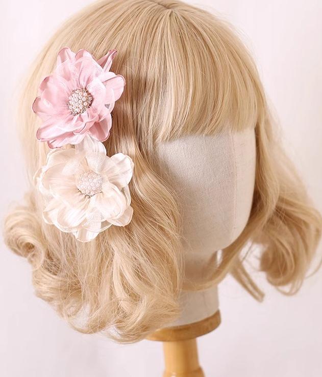 Xiaogui - Elegant Lolita Headdress Organza Flower Hairpin - Image 6