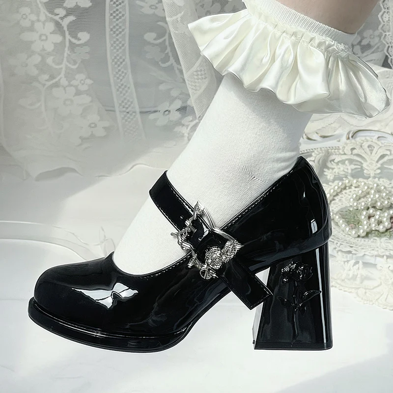 Dreamland - Wanxiang Cycle - Elegant Lolita Heel Shoes with Embossed Rose - Image 10