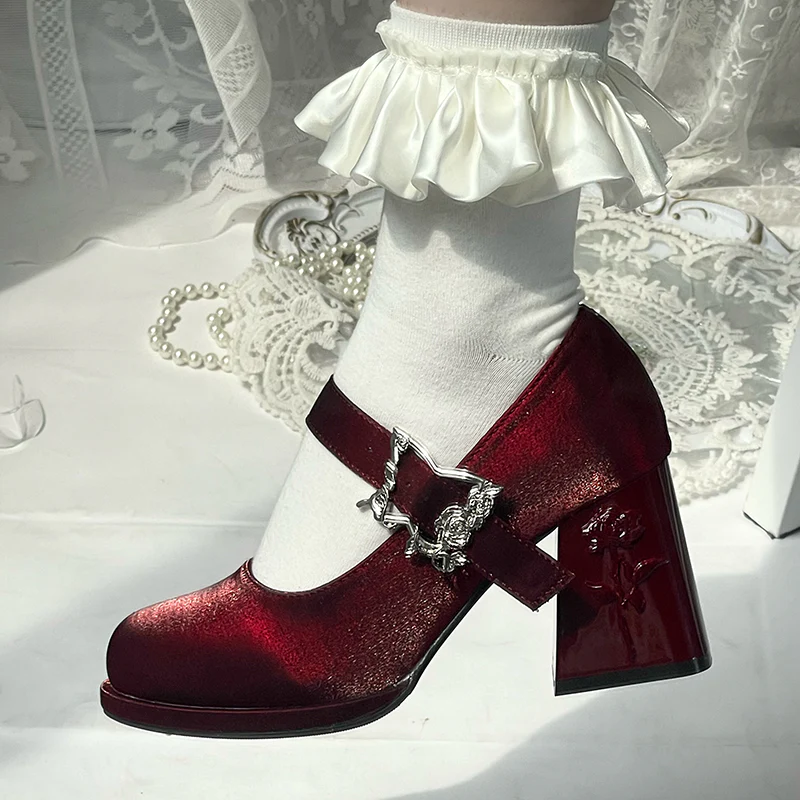 Dreamland - Wanxiang Cycle - Elegant Lolita Heel Shoes with Embossed Rose - Image 11