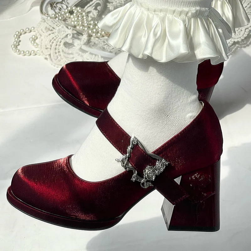 Dreamland - Wanxiang Cycle - Elegant Lolita Heel Shoes with Embossed Rose - Image 12