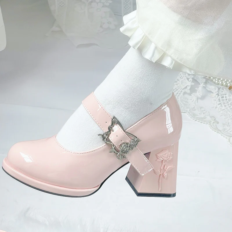 Dreamland - Wanxiang Cycle - Elegant Lolita Heel Shoes with Embossed Rose - Image 17