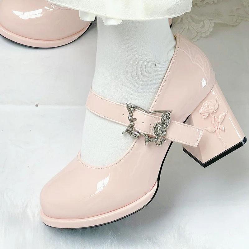 Dreamland - Wanxiang Cycle - Elegant Lolita Heel Shoes with Embossed Rose - Image 18