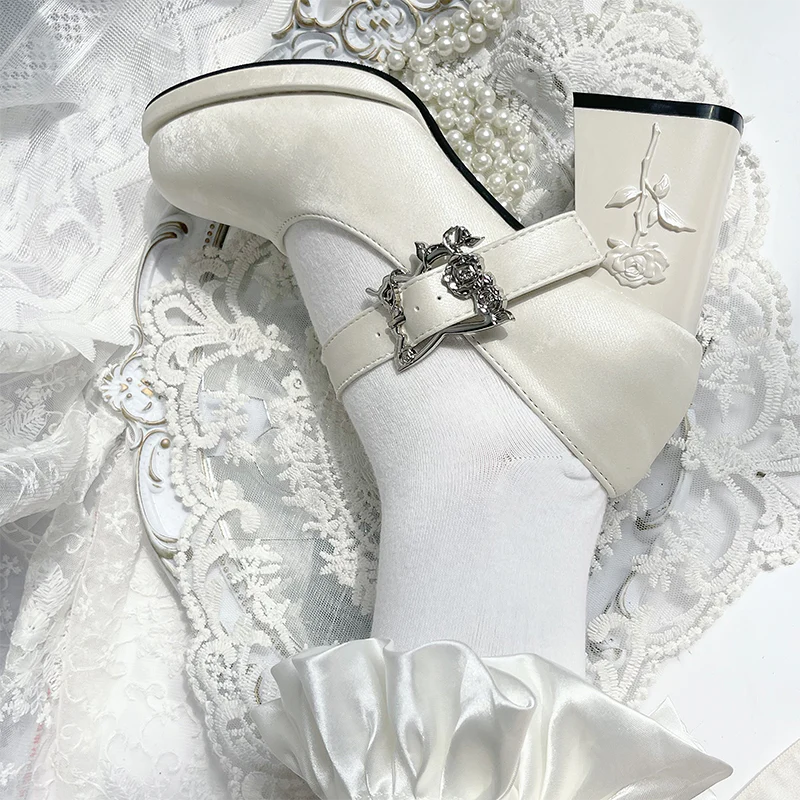 Dreamland - Wanxiang Cycle - Elegant Lolita Heel Shoes with Embossed Rose - Image 19