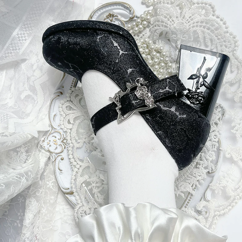 Dreamland - Wanxiang Cycle - Elegant Lolita Heel Shoes with Embossed Rose - Image 22