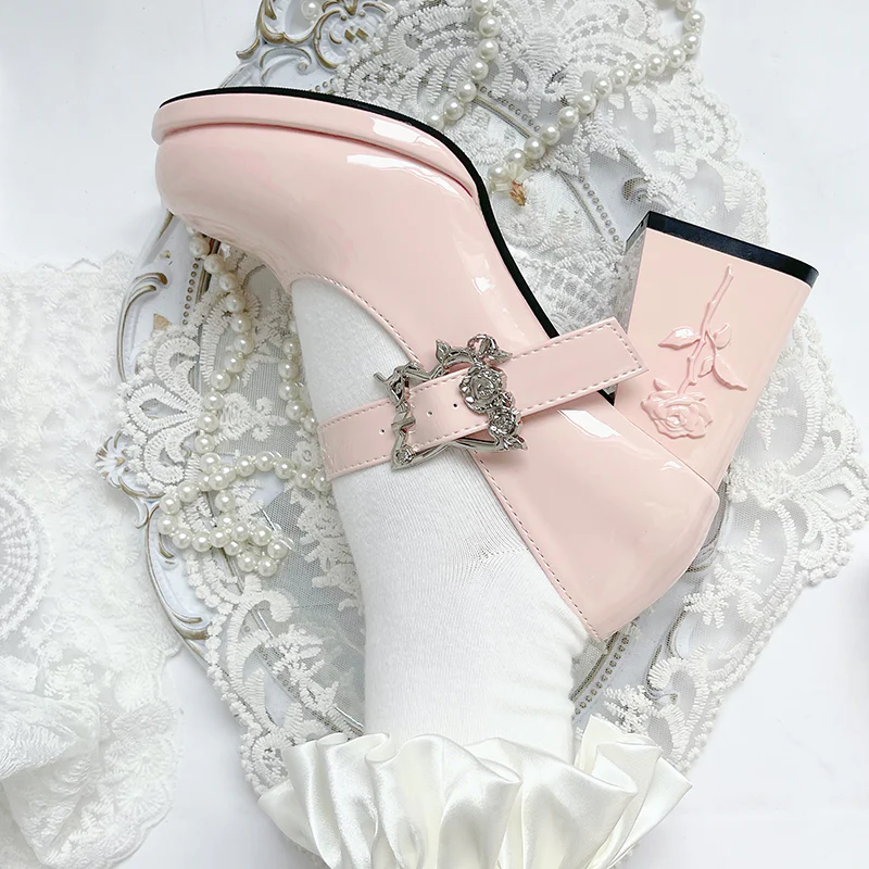 Dreamland - Wanxiang Cycle - Elegant Lolita Heel Shoes with Embossed Rose - Image 23