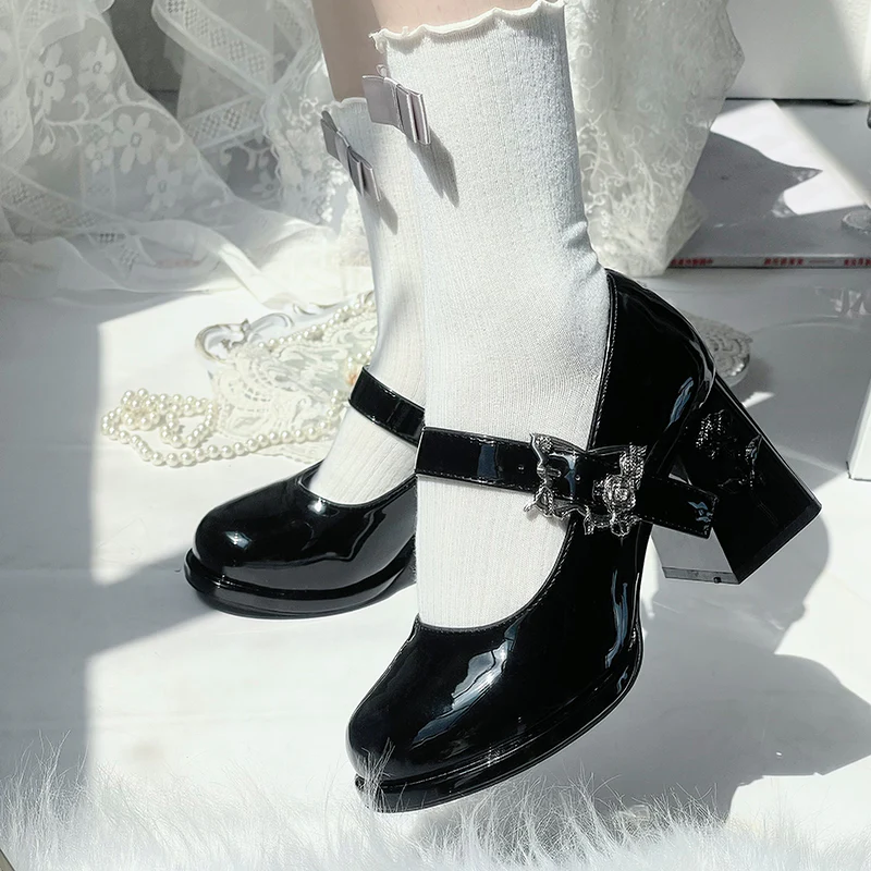 Dreamland - Wanxiang Cycle - Elegant Lolita Heel Shoes with Embossed Rose - Image 3