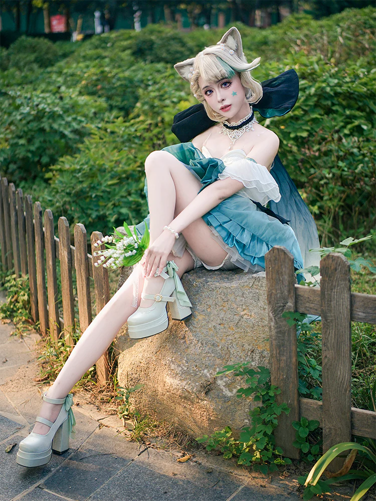 Dreamland - Floating Dream Lily - Elegant Lolita High Heel Shoes, Detachable Bow - Image 11