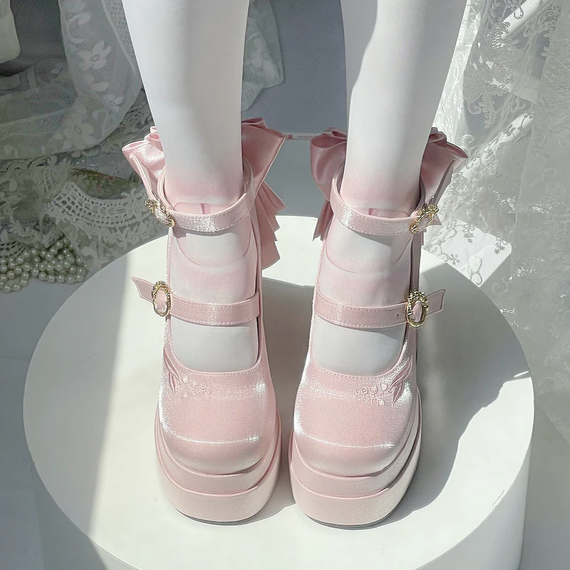 Dreamland - Floating Dream Lily - Elegant Lolita High Heel Shoes, Detachable Bow - Image 17