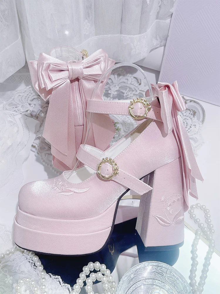 Dreamland - Floating Dream Lily - Elegant Lolita High Heel Shoes, Detachable Bow - Image 19