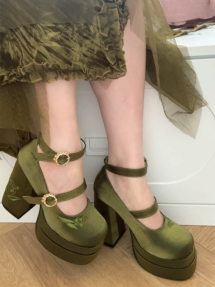 Dreamland - Floating Dream Lily - Elegant Lolita High Heel Shoes, Detachable Bow - Image 20