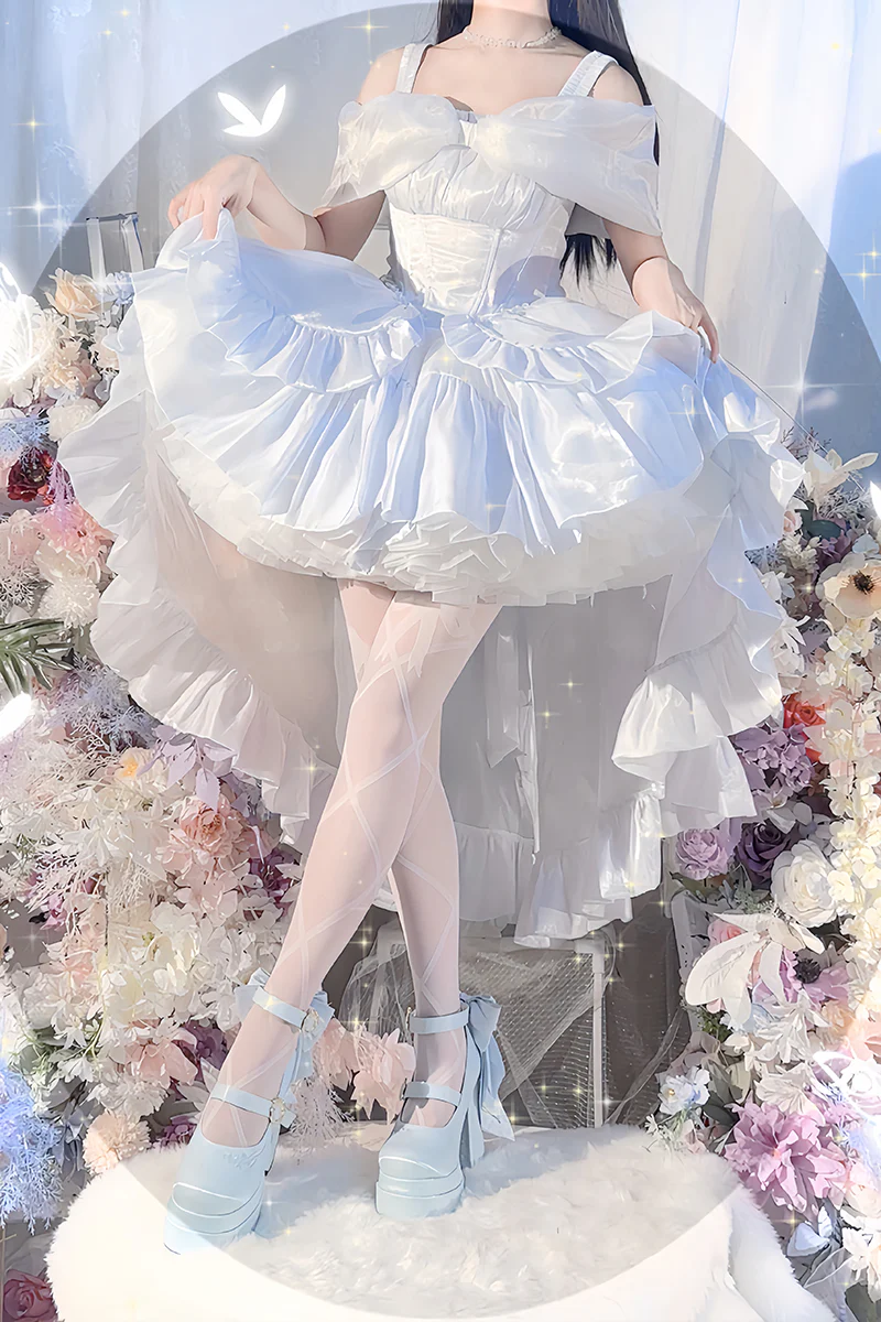 Dreamland - Floating Dream Lily - Elegant Lolita High Heel Shoes, Detachable Bow - Image 24