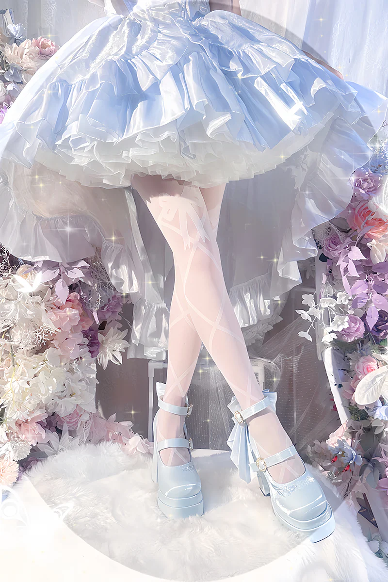 Dreamland - Floating Dream Lily - Elegant Lolita High Heel Shoes, Detachable Bow - Image 27